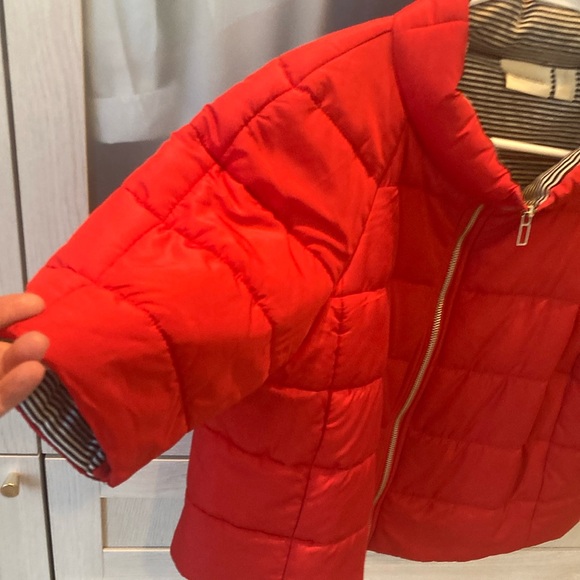 Chico's EUC Red elbow length sleeve Puffer Jacket Sz 1/M 8-10 - Picture 3 of 6